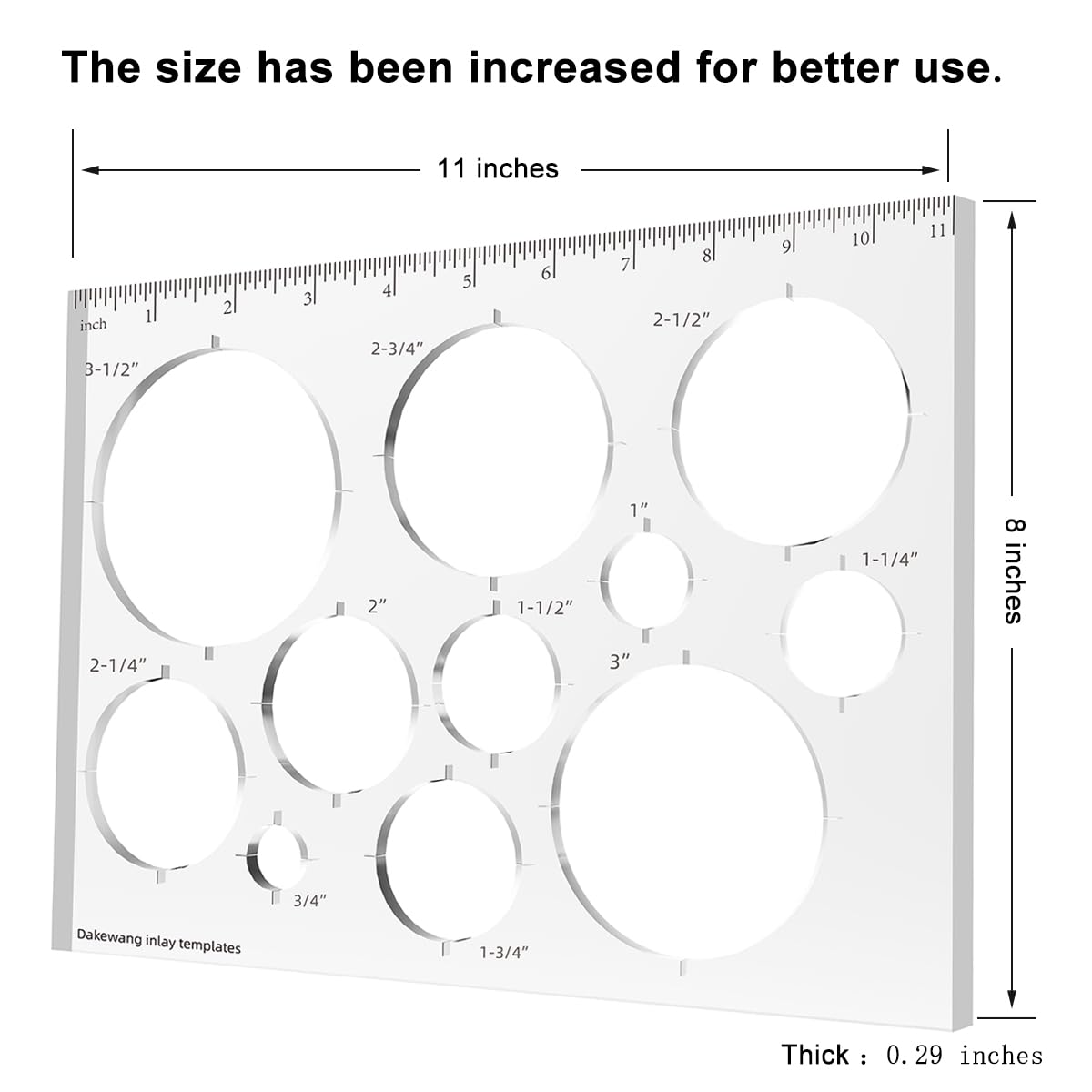 Dakewang 11 * 8 * 0.29 inches Router Templates for Woodworking, 11 in 1 Router Jig Circle Inlay Templates Decorative, Circle Jig Router Template.(Circle Template)
