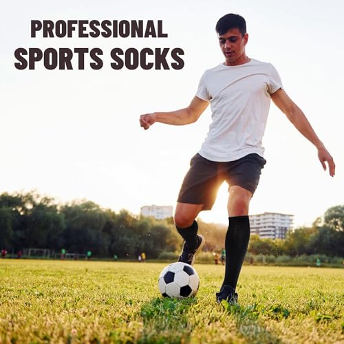 Regilt 3 Pairs Soccer Grip Socks with Grip Pads - One Size Black