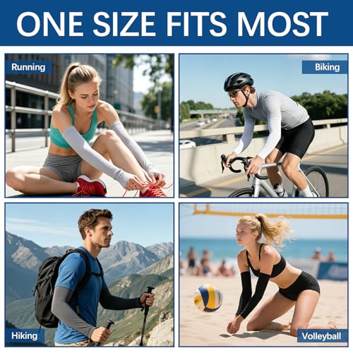 Cooling UV Protection Arm Sleeves - 8 Pairs White, Black, Dark Gray, Light Gray