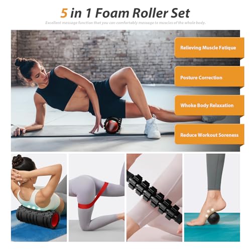 5-in-1 Deep Tissue Foam Roller Set for Muscle Relief & Recovery