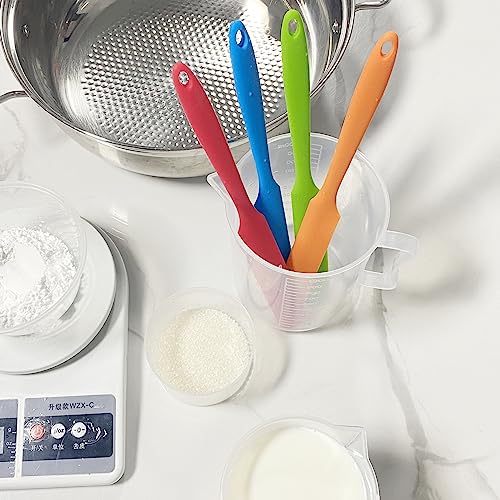 4-Piece Silicone Jar Spatula Set - Long Handle Kitchen Scraper for Baking