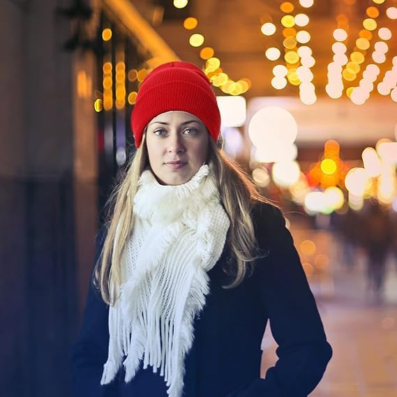Red Knit Beanie Hat - 2 Pack for Men, Women, and Kids
