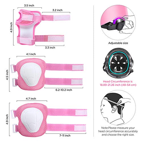 Kids Bike Helmet Set with Knee Pads & Wrist Guards - Pink