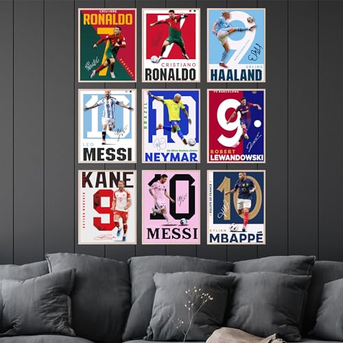 Soccer Posters Set of 9 - Unframed 8x10 in for Boys Bedroom
