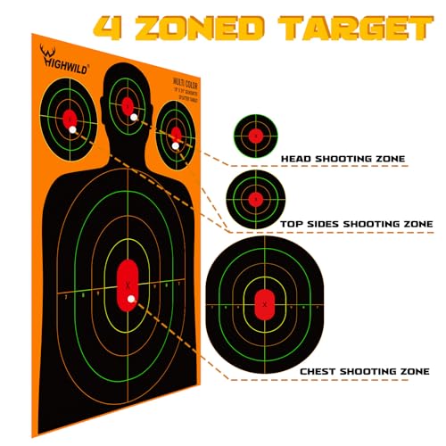 25 Pack Silhouette Splatter Paper Shooting Targets - 18x24 Inch