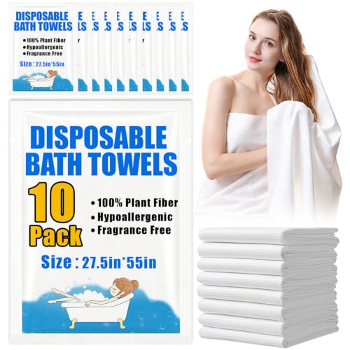 AstrivixDD 10 Pack Disposable Bath Towels 55x27.5 Inch Ultra Soft Travel Towels