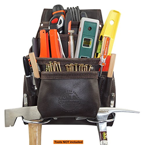 Graintex PS1234 10 Pocket Tool Pouch Oil Tanned Leather for Constructors, Electricians, Plumbers, Framers