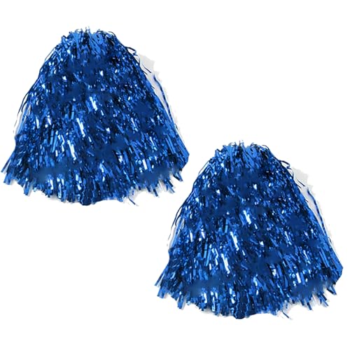 Blue Cheerleading Poms - Set of 2 with Plastic Handles