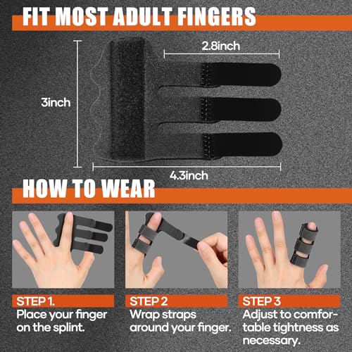 Trigger Finger Splint 2pcs - Adjustable Pain Relief Brace for Index, Middle, Ring Finger - Black