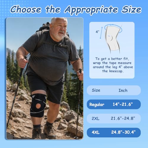King Mills Extra Large Plus Size Knee Brace 4XL for Men & Women, Gray / XXXL Support