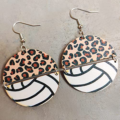 Leopard Print Sports Game Ball Earrings - Football, Basketball, Volleyball
