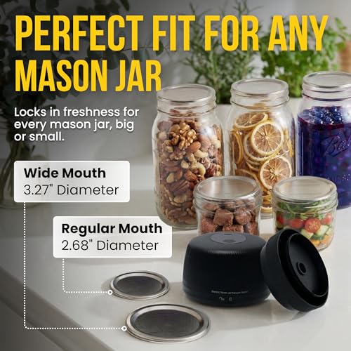 ARKIZEN Electric Mason Jar Vacuum Sealer Kit – One-Touch, Fits Regular & Wide Mouth Jars