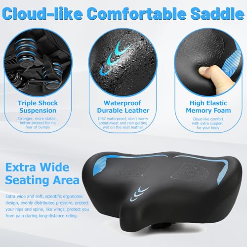 Comfortable Oversized Bike Seat Cushion - Blue Variation