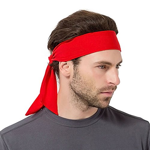 Moisture Wicking Sports Headband - Breathable Sweatband for Running - Red