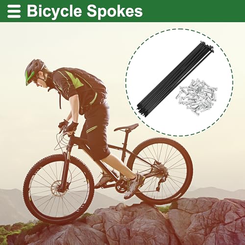 Bicycle Spokes Set - 14G Carbon Steel, 265mm, Black