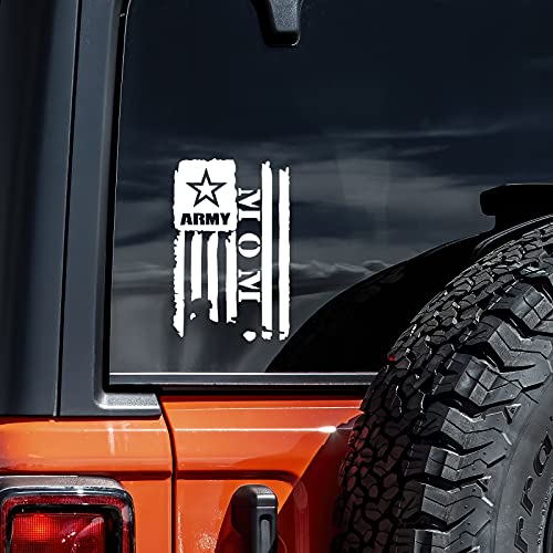 Army Mom Vinyl Decal Sticker - 3.5" x 5.5" - White