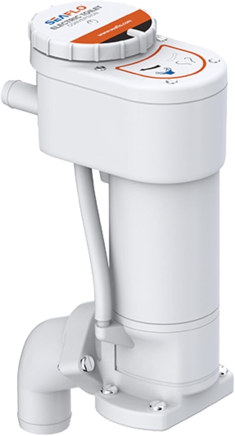 SEAFLO 12V Electric Marine Toilet Conversion Kit - Self-Priming Macerator Flush, Fits Compact & Regular Heads