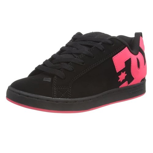 DC womens Court Graffik Skate Shoe, Black/Hot Pink, 8 US