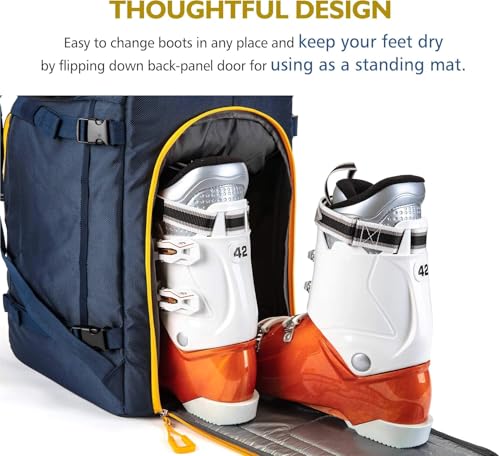 Ski Boot Bag Backpack 50L - Blue for Helmets, Goggles & Gear