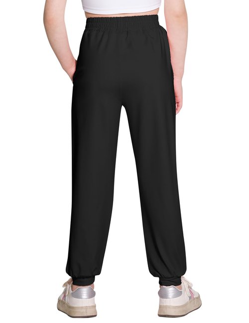 Hvididan Girls Hiking Pants Black Joggers Cooling Baggy Pants Lightweight Quick Dry Athletic Sweatpants for Girls 10-12 with Pockets Soft Breathable Summer Lounge Jogging Kids Teens Toddler