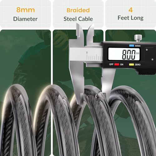4 Feet Bike Lock Cable - Resettable Combination Lock, Black