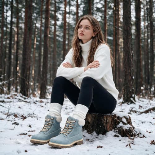 COTTIMO Women's Snow Hiking Winter Boots Blue 8.5 / 19 Winter Fur Lined