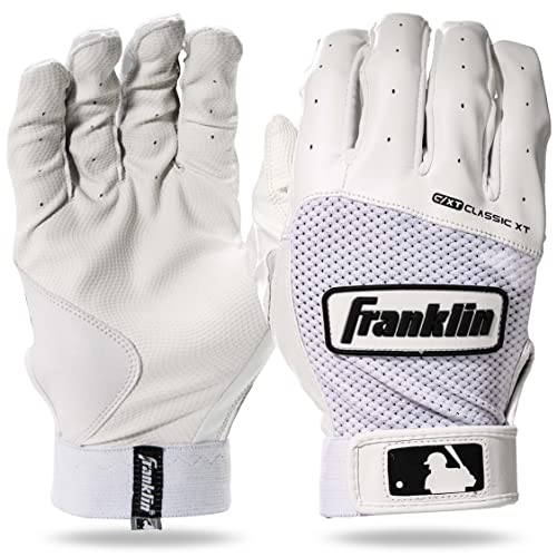 Franklin Sports MLB Classic XT Baseball & Softball Batting Gloves - Youth Small, White/White Pair