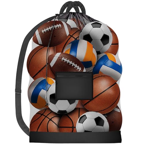 Large Mesh Sports Ball Bag - 30x40 - Durable Gear Carrier with Strap