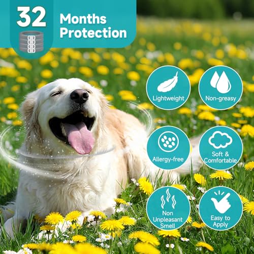 Flea & Tick Collar for Dogs – 4-Pack, 32 Months Protection, Adjustable