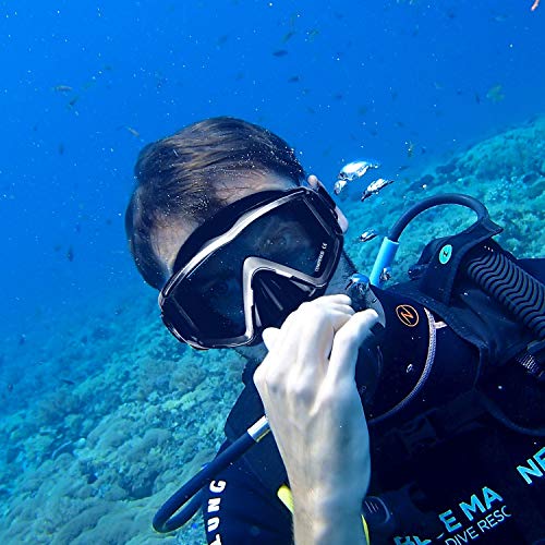 Adult Pano 3 Tempered Glass Scuba Diving Mask - Black
