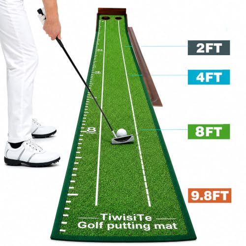 Indoor Golf Putting Mat with Automatic Ball Return - 9.8 FT