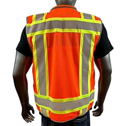 REXZUS A Reflective Vest Class 2 Heavy Woven Two Tone Engineer Hi Viz Safety Vest 3M 8712 Tape