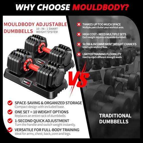 Adjustable Dumbbell Set 50 lb - 10-in-1 Weight Training Equipment