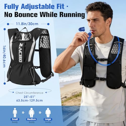 Lightweight Hydration Vest Backpack with 2L Bladder - Black