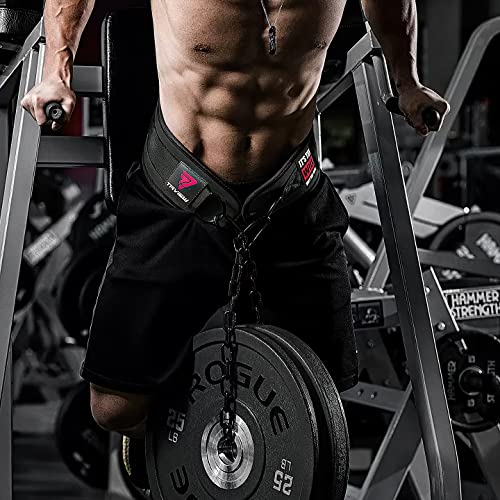 TAVIEW Black Heavy Duty Dip Belt with Chain for Workout & Strength Training