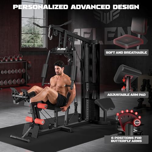 Multifunctional Home Gym Equipment with 150LBS Weight Stack - Black