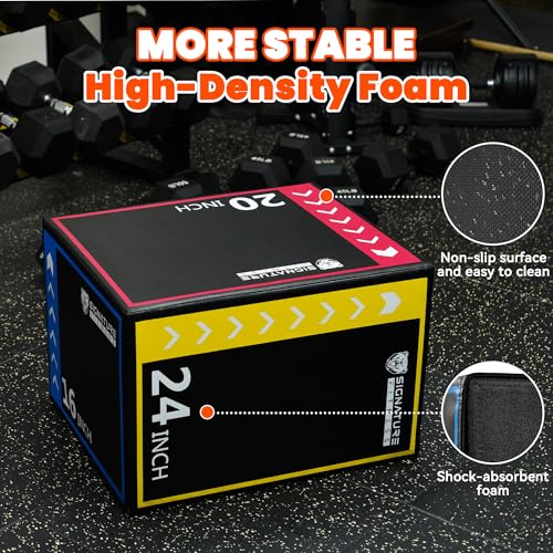 3-in-1 Foam Plyometric Jump Box - Colored, 16"x20"x24"
