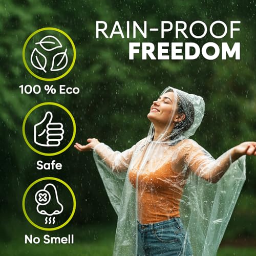 Disposable Rain Ponchos for Adults - Clear with Hood, Pink