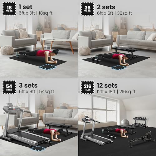 Interlocking Foam Gym Mats Set - 18 Pieces, 12.6"x12.6"