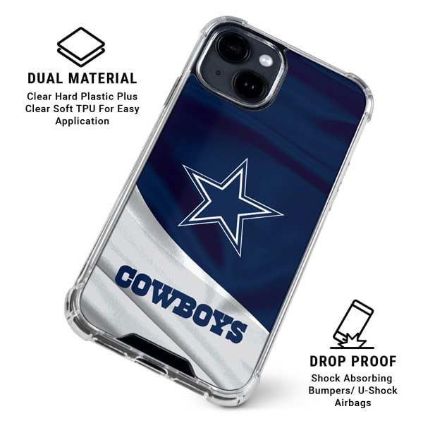 Clear iPhone 14 Phone Case with Dallas Cowboys Design