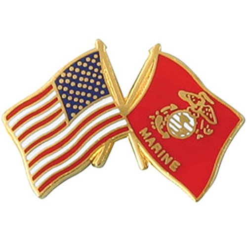 U.S. Marine Corps Crossed Flags Lapel Pin - 1 Inch