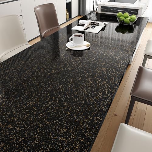 Black and Gold Granite Contact Paper for Countertops Peel and Stick Countertop Covers Waterproof Removable Marble Wallpaper for Kitchen Bathroom Counter Tops Desk Cabinets Vinyl Wrap