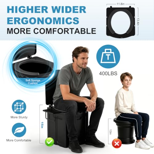 Black Portable Adult Camping Toilet Folding with Carry Bag, Sturdy & Lightweight
