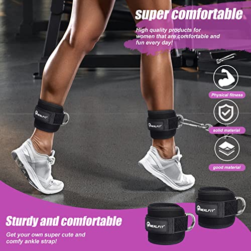 Ankle Strap for Cable Machine - Gym Ankle Cuff for Leg Workouts