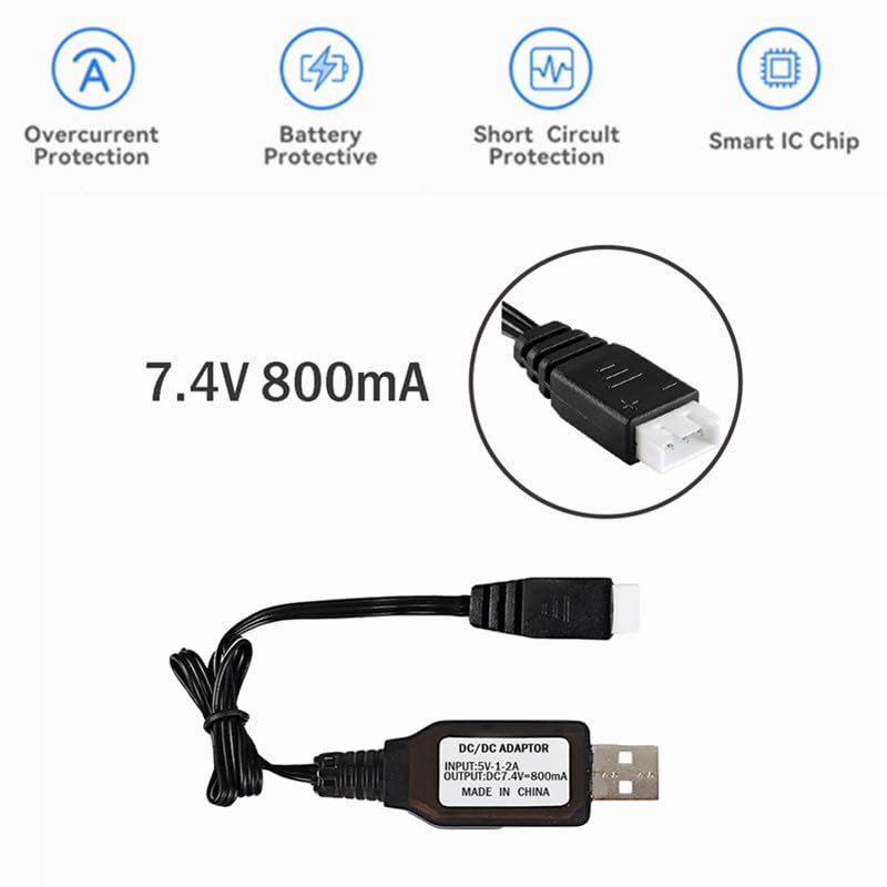 7.4V 1200mAh Li-ion Battery with USB Charging Cable - SM2P Plug