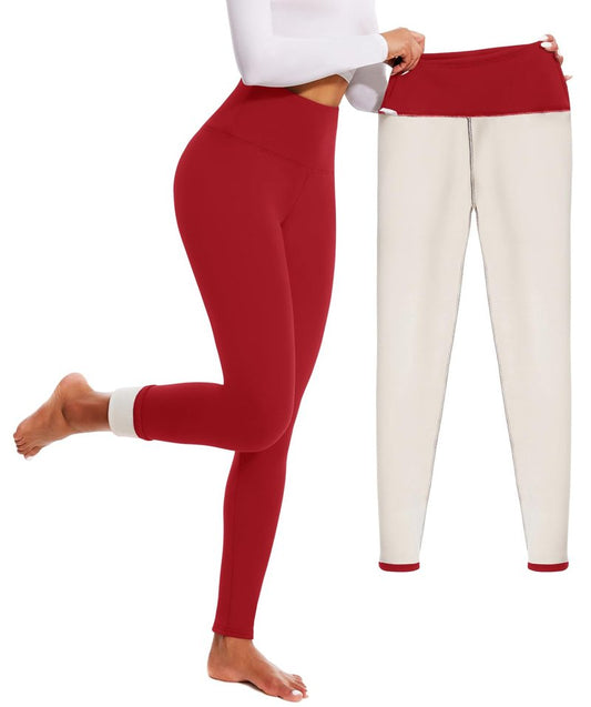 FULLSOFT Fleece Lined Leggings for Women – Thick High Waisted Winter Warm Yoga Pants Workout Tummy Control Thermal Warm Leggings(Red,Medium)