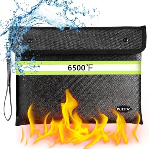 6500¡ÆF Fireproof Document Bag,Upgraded Fireproof Money Bag with Waterproof Zipper,10 Layers Heat Insulated Materials/Reflective Strip with Handle for Important Documents