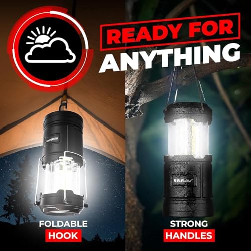 SSAV 2-Pack Charcoal Black Battery Powered LED Camping Lanterns with 30 LEDs