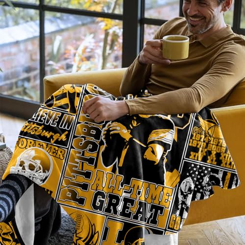Football Blanket - Super Soft 60x50in Gold Throw for Fans