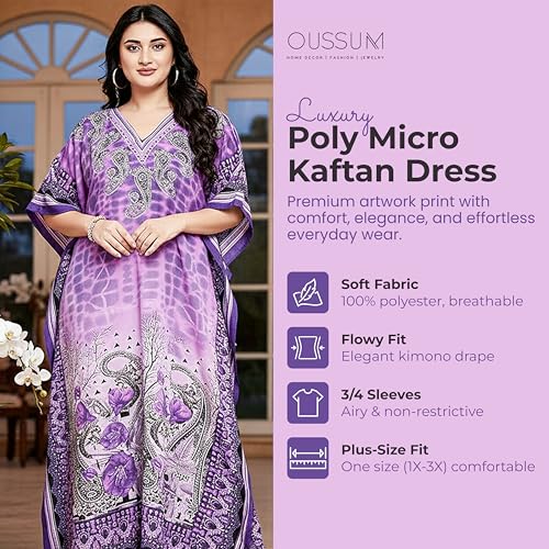 Oussum Women Plus Size Kaftan Kimono Maxi Dress – Multi-Color